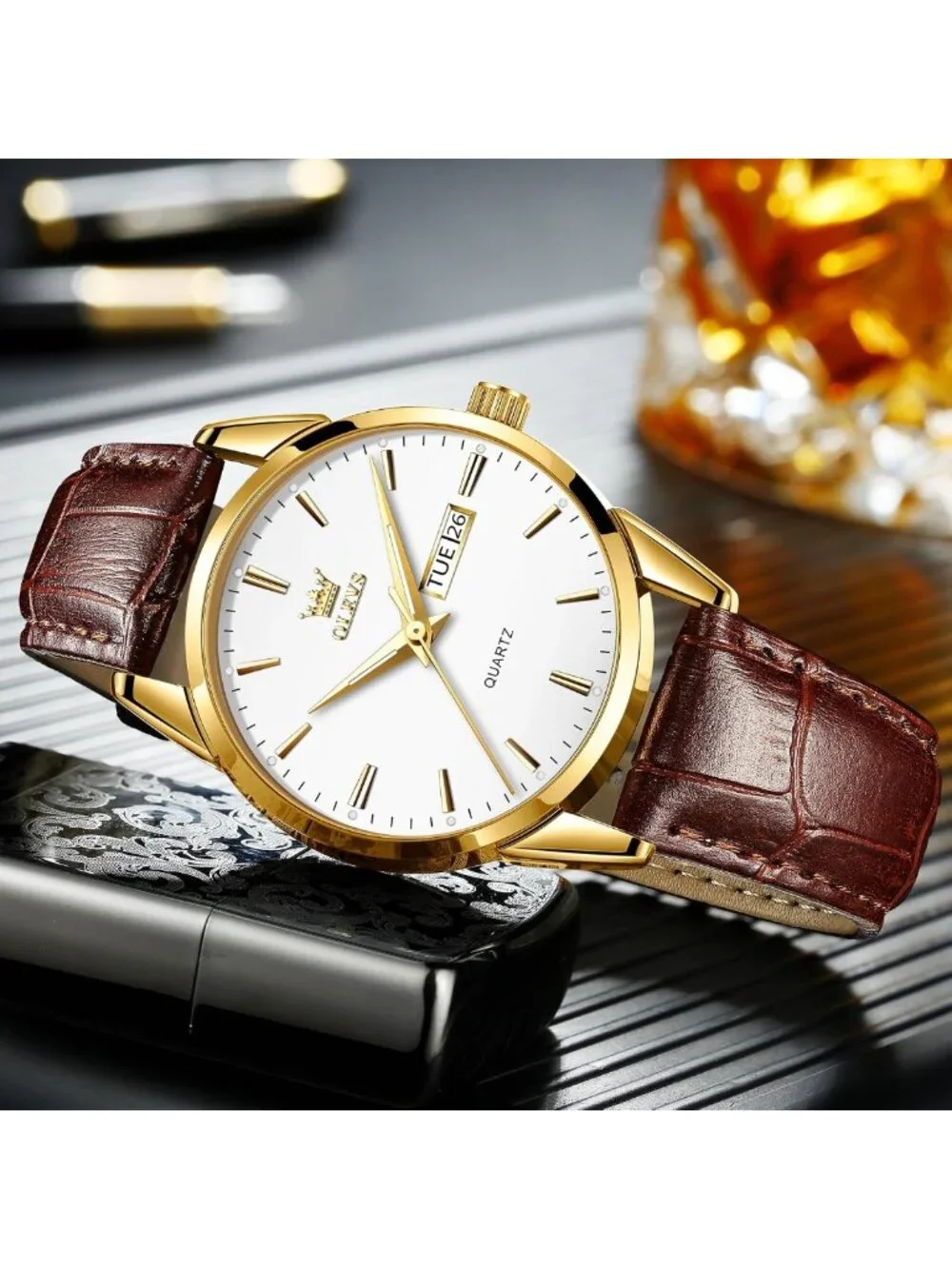 Stylish Casual Leather Watch for Men - Easy Read Analog, Waterproof, Luminous